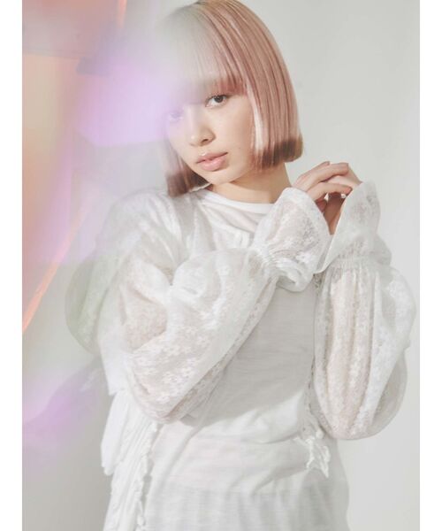 merry jenny（メリージェニー）の「frillyルーズチュニックタンクトップ（Tシャツ/カットソー・レディース・オフホワイト/ブラック/ピンク・FREE）」の13枚目の写真