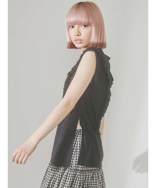 merry jenny（メリージェニー）の「frillyルーズチュニックタンクトップ（Tシャツ/カットソー・レディース・オフホワイト/ブラック/ピンク・FREE）」の16枚目の写真