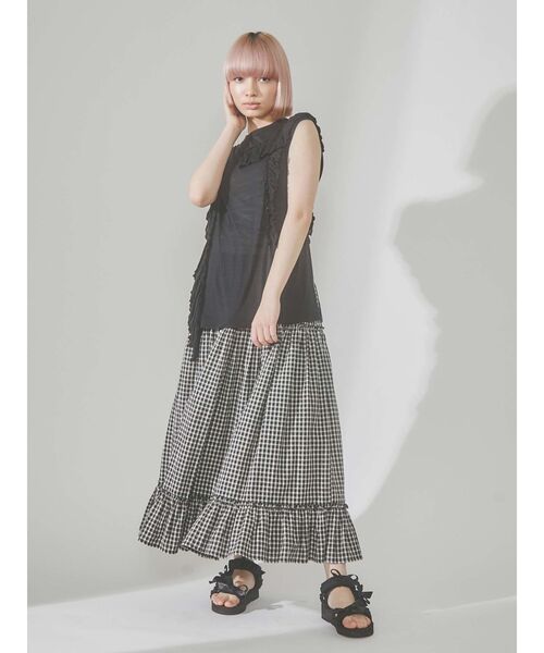 merry jenny（メリージェニー）の「frillyルーズチュニックタンクトップ（Tシャツ/カットソー・レディース・オフホワイト/ブラック/ピンク・FREE）」の18枚目の写真