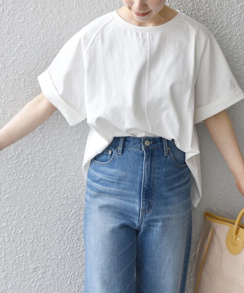 SHIPS any(シップス エニィ)の「SHIPS any:〈抗菌消臭〉USAコットン ラグラン TEE(Tシャツ/カットソー・レディース・チャコールグレー/ホワイト/ベージュ/ライトグリーン・ONE SIZE)」の19枚目の写真