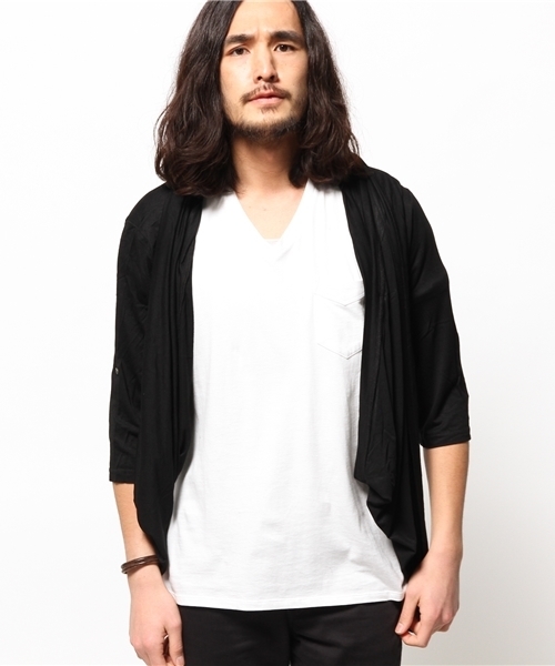 チャイハネ（チャイハネ）の「【チャイハネ】カットソードレープMEN'Sカーディガン（カーディガン/ボレロ・メンズ・カーキ/ターコイズブルー/ブラック/キャメル/ブルー/パープル・FREE）」の7枚目の写真