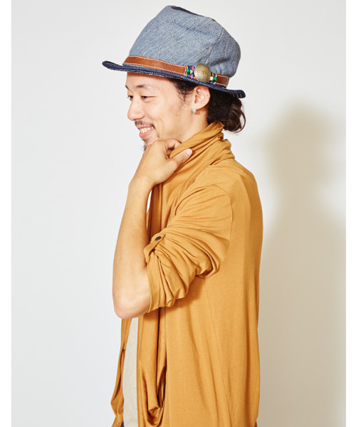 チャイハネ（チャイハネ）の「【チャイハネ】カットソードレープMEN'Sカーディガン（カーディガン/ボレロ・メンズ・カーキ/ターコイズブルー/ブラック/キャメル/ブルー/パープル・FREE）」の13枚目の写真