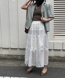 レースパッチワークティアードスカート