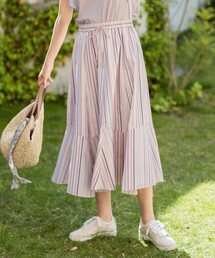 【美人百花7月号掲載】マルチカラーストライプ スカート