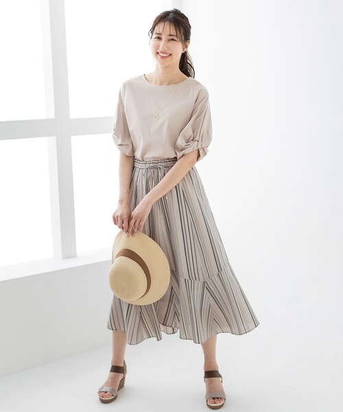 ANY SIS(エニィスィス)の「【美人百花7月号掲載】マルチカラーストライプ スカート(スカート・レディース・ピンク系1/ブラック系1・2)」の5枚目の写真