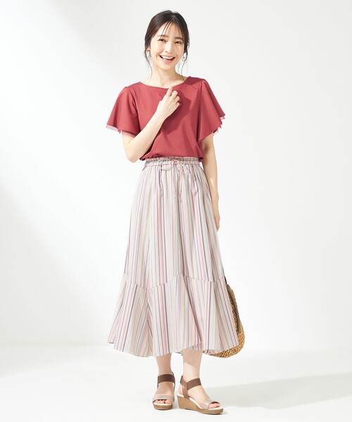 ANY SIS(エニィスィス)の「【美人百花7月号掲載】マルチカラーストライプ スカート(スカート・レディース・ピンク系1/ブラック系1・2)」の7枚目の写真
