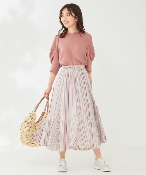ANY SIS(エニィスィス)の「【美人百花7月号掲載】マルチカラーストライプ スカート(スカート・レディース・ピンク系1/ブラック系1・2)」の8枚目の写真