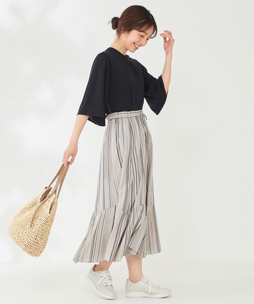 ANY SIS(エニィスィス)の「【美人百花7月号掲載】マルチカラーストライプ スカート(スカート・レディース・ピンク系1/ブラック系1・2)」の10枚目の写真
