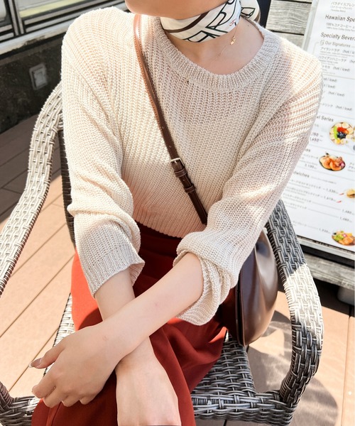 Ambre Ciel（アンブルシエル）の「シャーベットシアーニット／【WEB/EC限定商品】（ニット/セーター・レディース・ピンク/オレンジ/アイボリー/クリーム・FREE）」の3枚目の写真