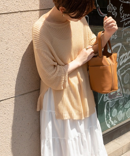 Ambre Ciel（アンブルシエル）の「シャーベットシアーニット／【WEB/EC限定商品】（ニット/セーター・レディース・ピンク/オレンジ/アイボリー/クリーム・FREE）」の12枚目の写真