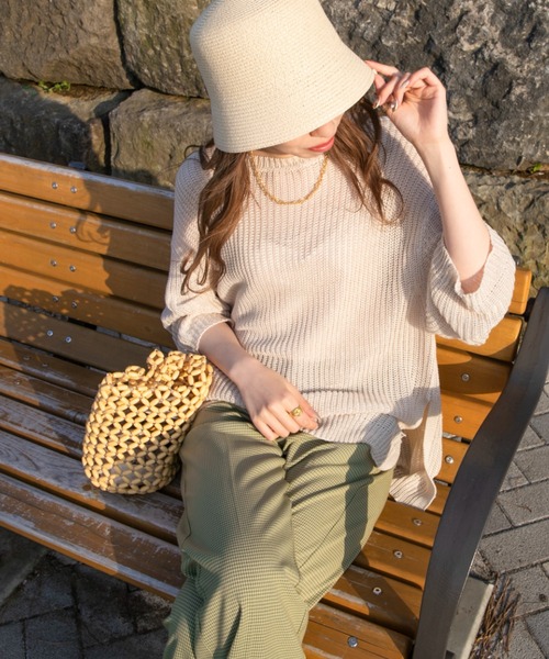 Ambre Ciel（アンブルシエル）の「シャーベットシアーニット／【WEB/EC限定商品】（ニット/セーター・レディース・ピンク/オレンジ/アイボリー/クリーム・FREE）」の7枚目の写真