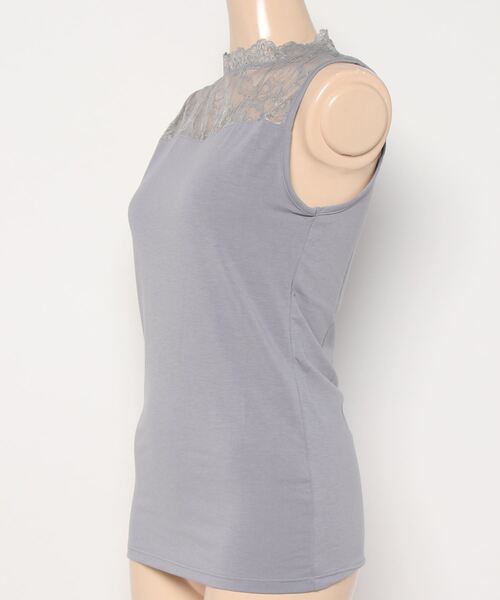 YU'NOW（ユナウ）の「【吸湿発熱】【抗菌防臭】ハイネックレースノースリーブインナー（インナーウェア/肌着・レディース・オフホワイト/ラベンダー/チャコールグレー/ブラック/アッシュブラウン/グレー・XXX-LARGE/XX-LARGE/XXXX-LARGE/X-LARGE/MEDIUM/LARGE）」の7枚目の写真