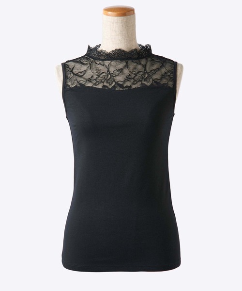 YU'NOW（ユナウ）の「【吸湿発熱】【抗菌防臭】ハイネックレースノースリーブインナー（インナーウェア/肌着・レディース・オフホワイト/ラベンダー/チャコールグレー/ブラック/アッシュブラウン/グレー・XXX-LARGE/XX-LARGE/XXXX-LARGE/X-LARGE/MEDIUM/LARGE）」の19枚目の写真