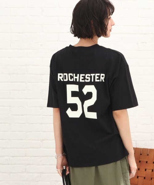 Cutie Blonde(キューティーブロンド)の「◆【S-L】バックロゴフットボールTシャツ(Tシャツ/カットソー・レディース・ブラック/オフホワイト/ブルー/レッド系1・01/02/03)」の1枚目の写真