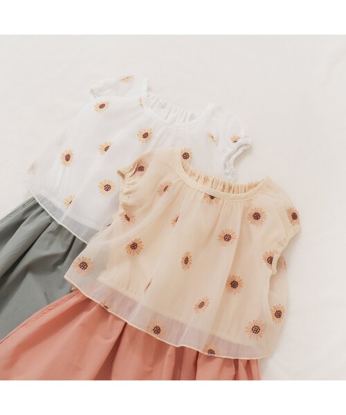 apres les cours（アプレレクール）の「ひまわり刺繍ワンピース（ワンピース・キッズ・オレンジ/ミント・90/100/110/120/80/130/140）」の8枚目の写真