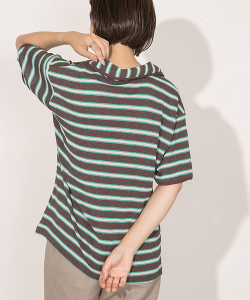 セール】Vネックボーダープルオーバー（Tシャツ/カットソー）｜KBF