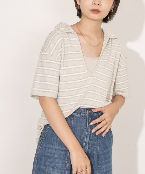 KBF レースボーダープリントプルオーバー KBF レースボーダープリントプルオーバー