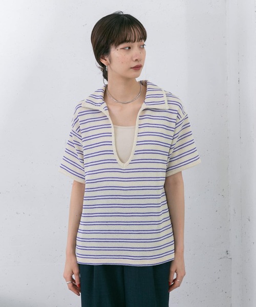 KBF レースボーダープリントプルオーバー KBF レースボーダープリントプルオーバー