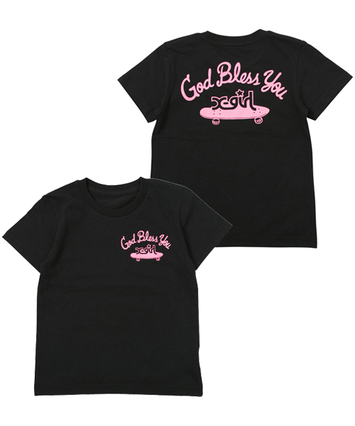 X-girl Stages(エックスガールステージス)の「【VERY(ベリー)5月号掲載商品】S/S TEE GOD BLESS YOU (4T~7T)(Tシャツ/カットソー・キッズ・ホワイト/ブラック/ネイビー・4T/5T/6T/7T)」の1枚目の写真