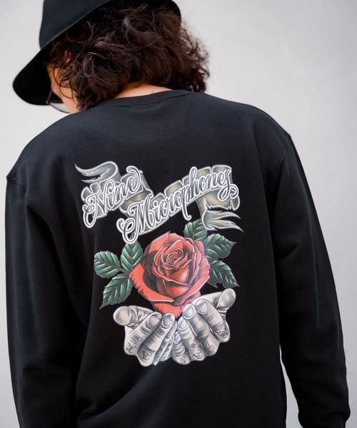 NineMicrophones（ナインマイクロフォンズ）の「SWEAT-Rose-（スウェット・メンズ・ホワイト/ブラック・MEDIUM/LARGE/X-LARGE/SMALL）」の2枚目の写真