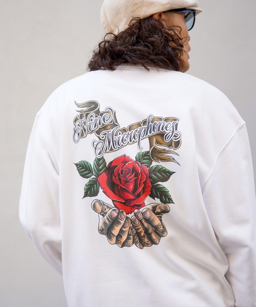 NineMicrophones（ナインマイクロフォンズ）の「SWEAT-Rose-（スウェット・メンズ・ホワイト/ブラック・MEDIUM/LARGE/X-LARGE/SMALL）」の8枚目の写真