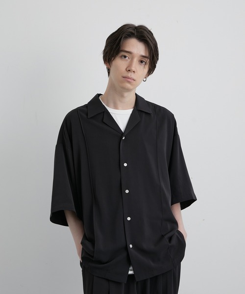 JUNRED(ジュンレッド)の「スローテックピンタックルーズシャツ(シャツ/ブラウス・メンズ・ブラック/ベージュ系その他/グリーン系その他・S/M/L)」の4枚目の写真