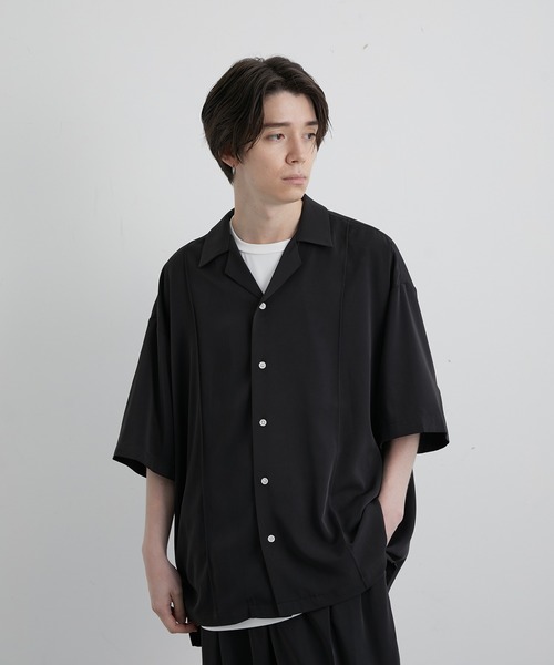 JUNRED(ジュンレッド)の「スローテックピンタックルーズシャツ(シャツ/ブラウス・メンズ・ブラック/ベージュ系その他/グリーン系その他・S/M/L)」の5枚目の写真