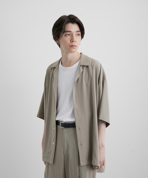 JUNRED(ジュンレッド)の「スローテックピンタックルーズシャツ(シャツ/ブラウス・メンズ・ブラック/ベージュ系その他/グリーン系その他・S/M/L)」の6枚目の写真