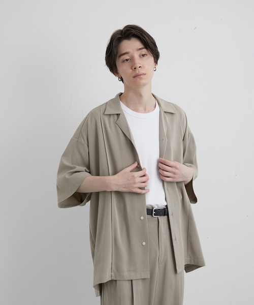 JUNRED(ジュンレッド)の「スローテックピンタックルーズシャツ(シャツ/ブラウス・メンズ・ブラック/ベージュ系その他/グリーン系その他・S/M/L)」の7枚目の写真