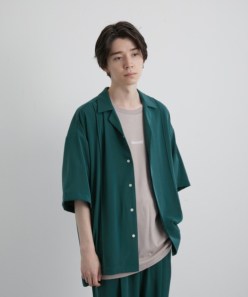 JUNRED(ジュンレッド)の「スローテックピンタックルーズシャツ(シャツ/ブラウス・メンズ・ブラック/ベージュ系その他/グリーン系その他・S/M/L)」の9枚目の写真