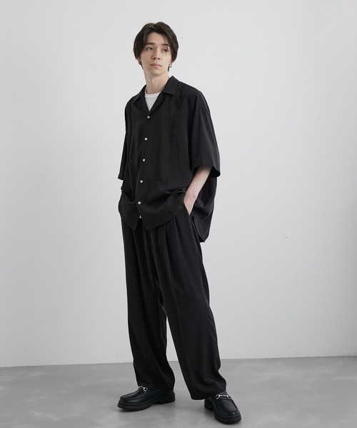 JUNRED(ジュンレッド)の「スローテックピンタックルーズシャツ(シャツ/ブラウス・メンズ・ブラック/ベージュ系その他/グリーン系その他・S/M/L)」の10枚目の写真