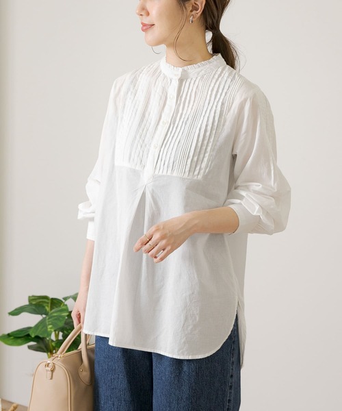 URBAN RESEARCH Sonny Label(アーバンリサーチサニーレーベル)の「スタンドフリルカラーコットンタックドレスシャツ(シャツ/ブラウス・レディース・ブラック/オフホワイト/ブルー系その他・FREE)」の17枚目の写真
