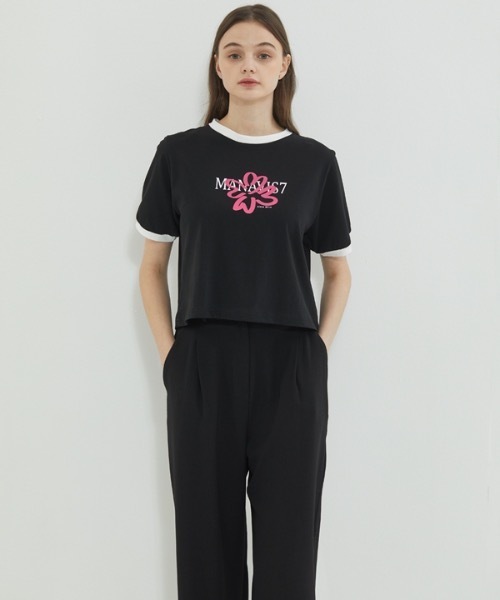 manavis7(マナビスセブン)の「【MANAVIS7 】クローバー カラーリングラインティーシャツ / Clover Coloring Line T-shirt(Tシャツ/カットソー・レディース・ホワイト/ブラック・FREE)」の5枚目の写真