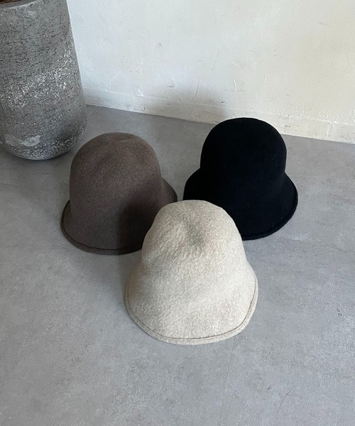 CAPRICIEUX LE'MAGE（カプリシューレマージュ）の「バスクウールバケットハット（ハット・レディース・ブラック/ベージュ/ブラウン・FREE）」の4枚目の写真