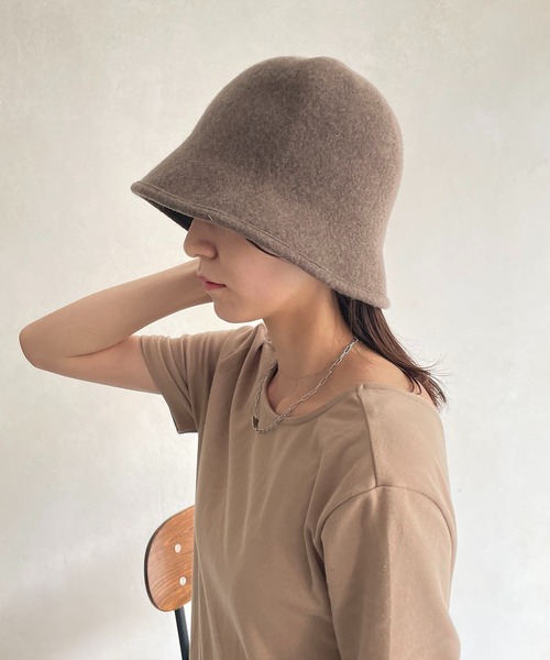 CAPRICIEUX LE'MAGE（カプリシューレマージュ）の「バスクウールバケットハット（ハット・レディース・ブラック/ベージュ/ブラウン・FREE）」の13枚目の写真