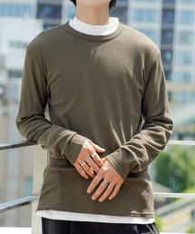 NAVY | 無地ワッフルクルーネックロングスリーブTシャツ(Tシャツ/カットソー)