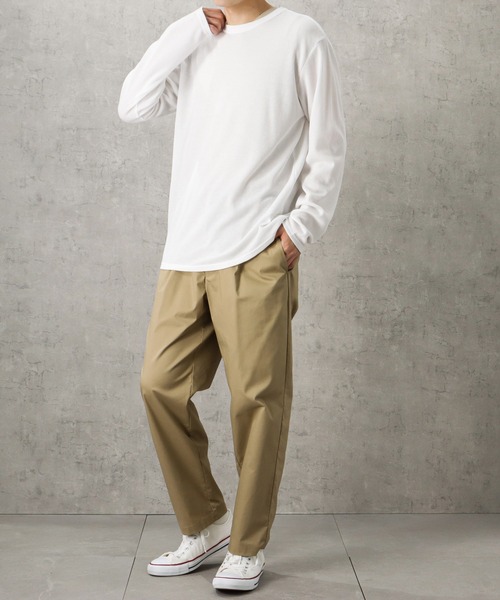 NAVY（ネイビー）の「無地ワッフルクルーネックロングスリーブTシャツ（Tシャツ/カットソー・メンズ・ホワイト/ブラック/ネイビー/グレー/カーキ・XL/XXL/S/L/M）」の20枚目の写真