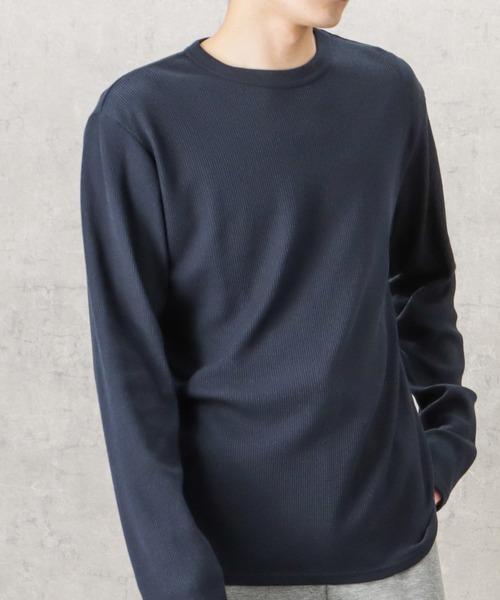 Drawer ワッフルクルーネックロングスリーブ S ネイビー Drawer ワッフルクルーネックロングスリーブ S ネイビー
