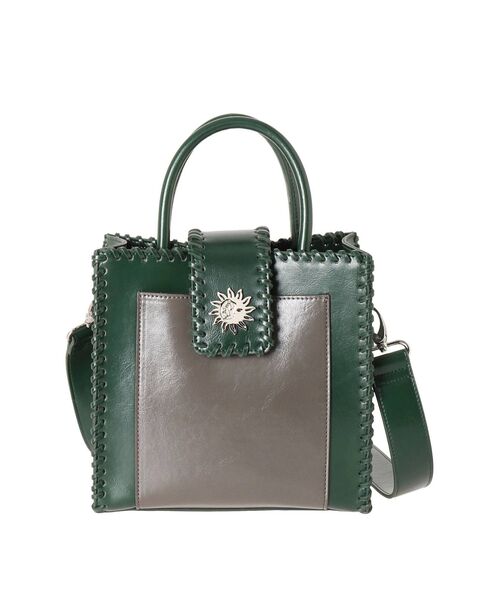 EVRIS（エヴリス）の「バイカラーステッチショルダーバッグ（ショルダーバッグ・レディース・グリーン/ブラウン/ブラック・FREE）」の3枚目の写真