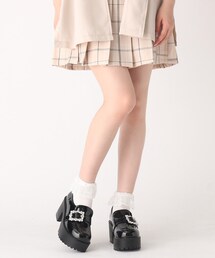 キラキラビジュー付き厚底パンプス