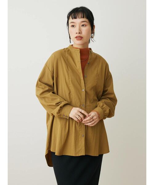 CRAFT STANDARD BOUTIQUE(クラフトスタンダードブティック)の「レーヨンデシン シャツチュニック *(シャツ/ブラウス・レディース・マスタード/キャメル/オフホワイト/ブラック・FREE)」の9枚目の写真