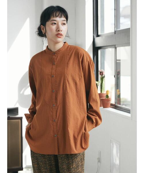 CRAFT STANDARD BOUTIQUE(クラフトスタンダードブティック)の「レーヨンデシン シャツチュニック *(シャツ/ブラウス・レディース・マスタード/キャメル/オフホワイト/ブラック・FREE)」の10枚目の写真