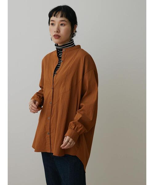 CRAFT STANDARD BOUTIQUE(クラフトスタンダードブティック)の「レーヨンデシン シャツチュニック *(シャツ/ブラウス・レディース・マスタード/キャメル/オフホワイト/ブラック・FREE)」の13枚目の写真