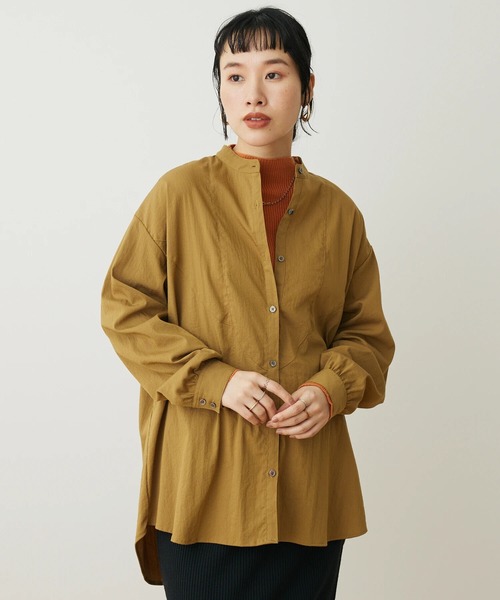 CRAFT STANDARD BOUTIQUE(クラフトスタンダードブティック)の「レーヨンデシン シャツチュニック *(シャツ/ブラウス・レディース・マスタード/キャメル/オフホワイト/ブラック・FREE)」の1枚目の写真