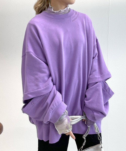 w closet(ダブルクローゼット)の「【2WAY】刺繍ロゴプルオーバー(スウェット・レディース・ラベンダー/スミクロ/キナリ・FREE)」の14枚目の写真