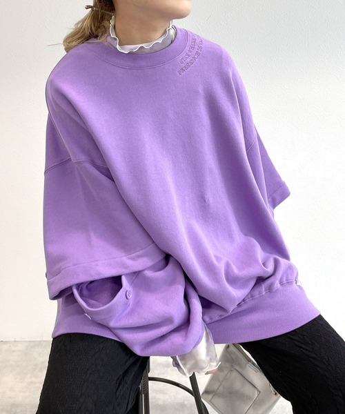 w closet(ダブルクローゼット)の「【2WAY】刺繍ロゴプルオーバー(スウェット・レディース・ラベンダー/スミクロ/キナリ・FREE)」の16枚目の写真