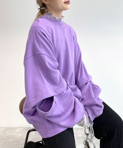 w closet(ダブルクローゼット)の「【2WAY】刺繍ロゴプルオーバー(スウェット・レディース・ラベンダー/スミクロ/キナリ・FREE)」の19枚目の写真