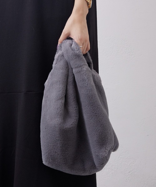 Actually（アクチュアリー）の「コットニー ファーバッグ（トートバッグ・レディース・ブラック/ベージュ/グレー・フリー）」の15枚目の写真