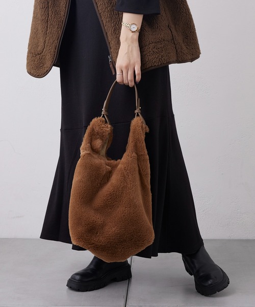 Actually（アクチュアリー）の「コットニー ファーバッグ（トートバッグ・レディース・ブラック/ベージュ/グレー・フリー）」の21枚目の写真