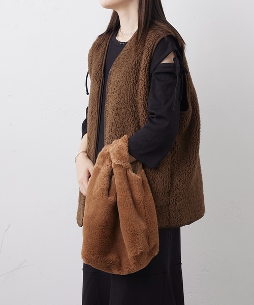 Actually（アクチュアリー）の「コットニー ファーバッグ（トートバッグ・レディース・ブラック/ベージュ/グレー・フリー）」の16枚目の写真